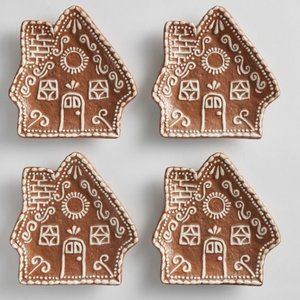 Pottery Barn Gingerbread House Appetizer Plates (Set of 4 In Box)